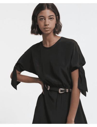 Robe Courte Manches Courtes Elastique Taille black