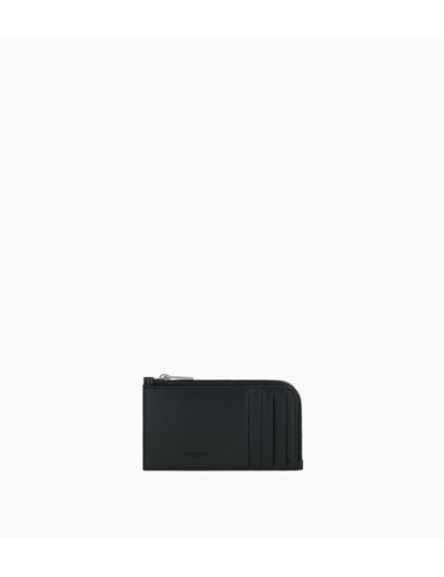 Porte carte large zippé Emile en cuir liégé
