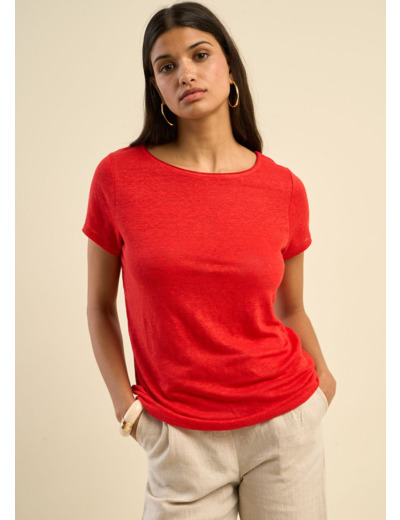 T-shirt en lin col bateau détail lurex