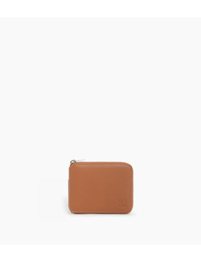 Porte monnaie zippé Maurice en cuir lisse