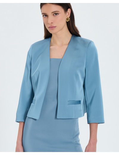 Veste courte satinée bleue