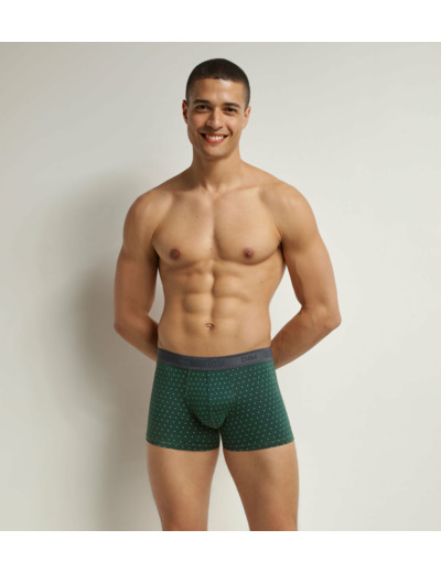 Boxer homme en coton stretch Vert à pois Dim Fancy