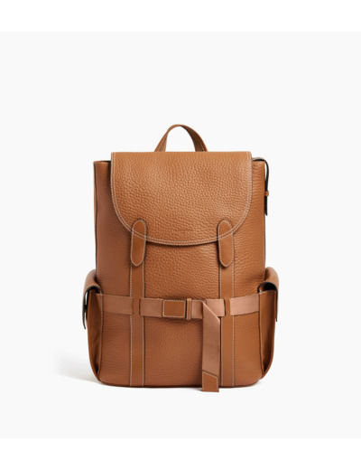 Sac à dos à rabat Noah en cuir grain buffle et cuir lisse