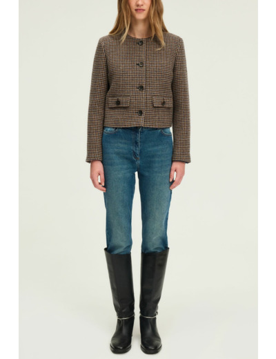 Veste sans col pied de coq - NOMI
