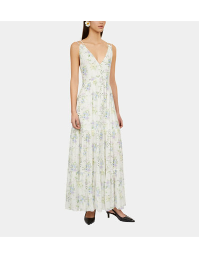 Robe Longue Imprimée Avec Laçage light blue/white
