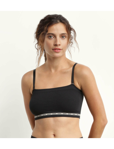 Soutien-gorge bandeau en modal polyamide Noir sans armature Dim Icons Seamless