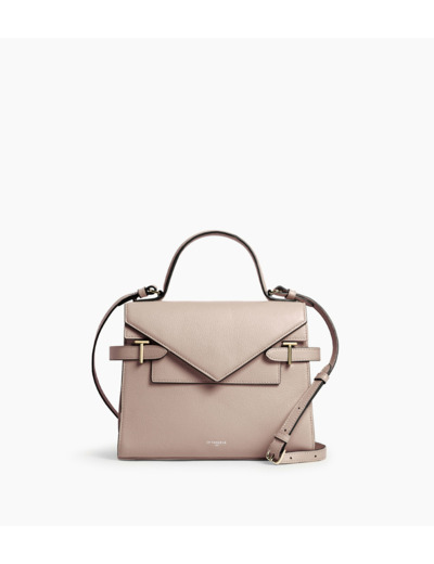 Sac à main double rabat moyen modèle Emilie en cuir grainé