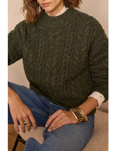 Pull BRANDON en laine à torsades