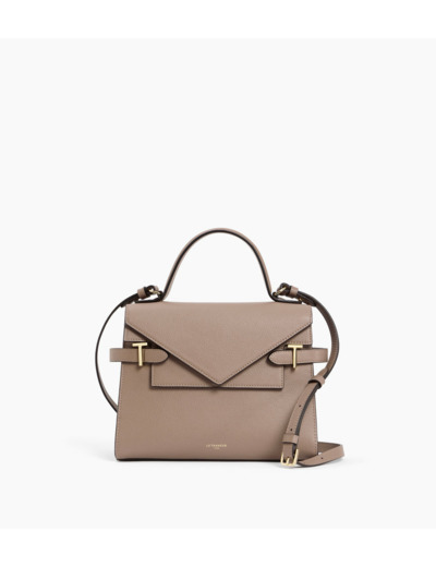 Sac à main double rabat moyen modèle Emilie en cuir grainé