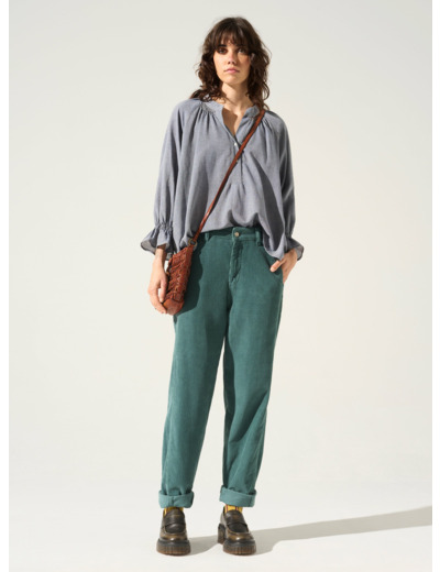 Jean velours vert de gris