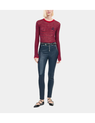 Jean Skinny Effet Cuir Bleu Marine bleu
