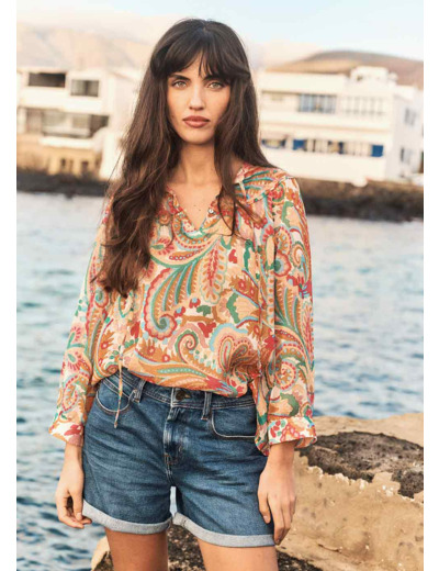 Blouse imprimée à volants