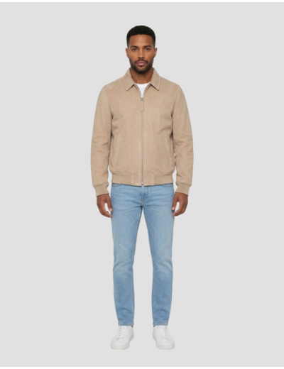 Blouson casual, cuir de chèvre velours