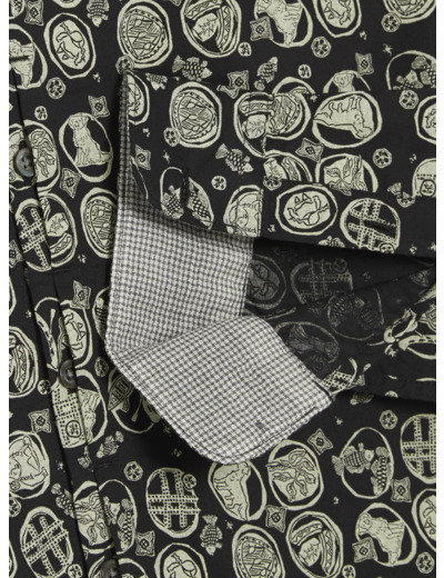 Chemise slim noir / ecru