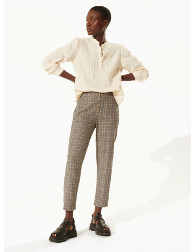 Pantalon droit carreaux sisal