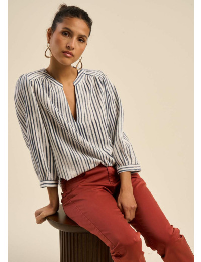 Blouse en gaze de coton rayée