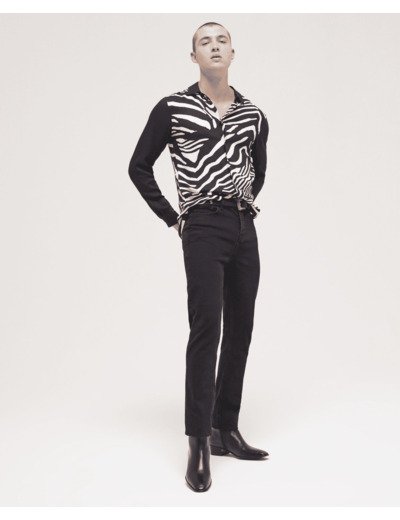 Chemise Bi-Colore Print Zebra black white