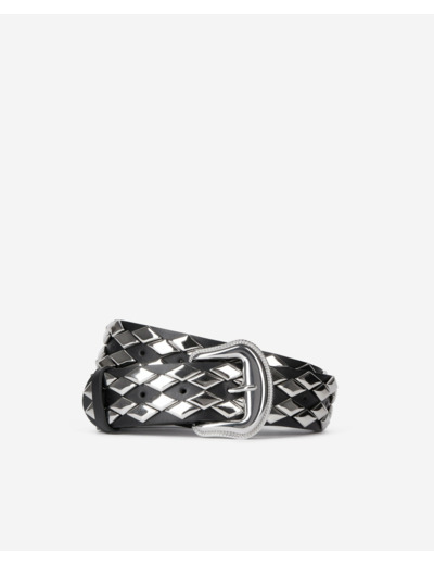 Ceinture En Cuir Noir Avec Clous black