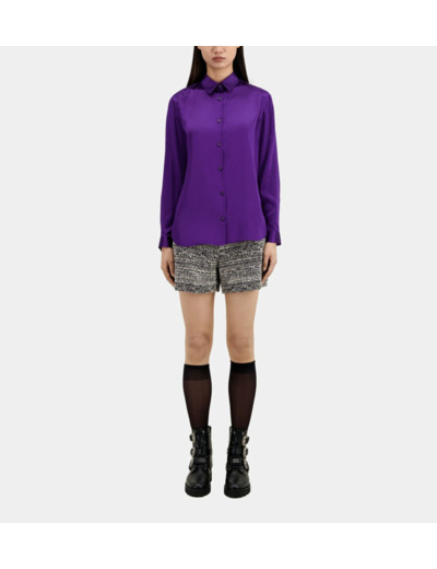 Chemise En Satin De Soie Manches Longues purple