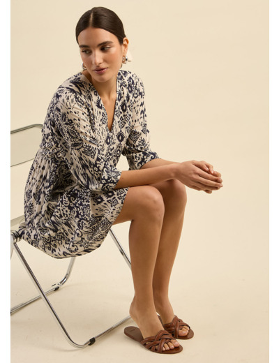 Robe courte imprimée Ikat