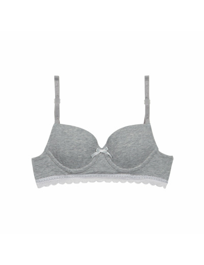 Soutien-gorge fille à coques moulées en coton stretch Gris Dim Trendy