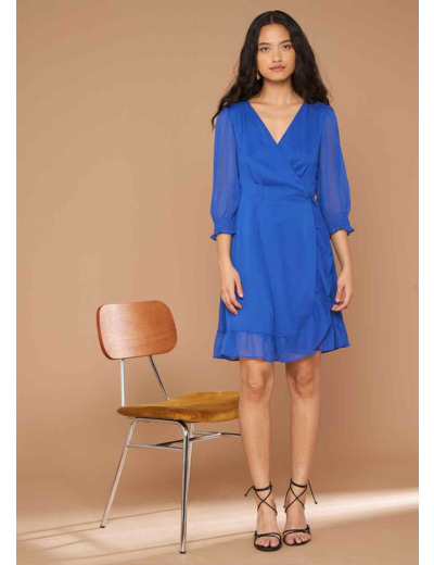 Robe cache-coeur à manches longues