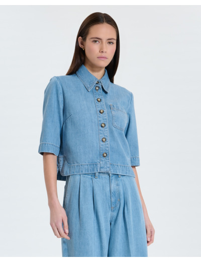 Chemise courte light blue
