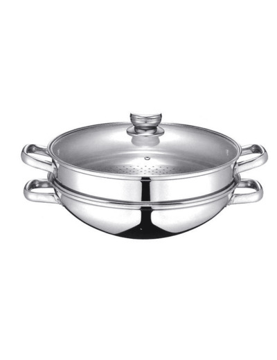 WOK & WOK inox vapeur 32cm 2 en 1