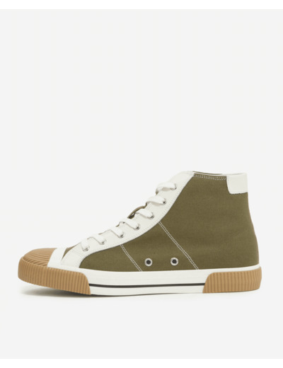 Baskets Montantes En Canvas Avec Empiecements Cuir