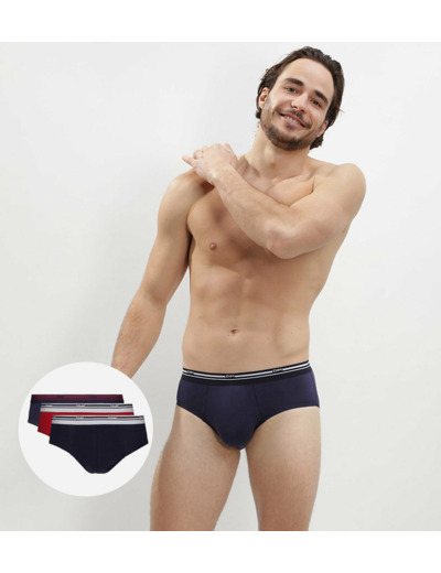 Lot de 3 slips rouge et bleu pour homme Classic Colors