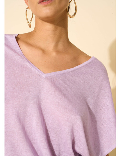 Pull sans manches col V 100% lin