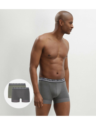 Lot de 2 boxers homme en coton extensible Vert Olive Stay and Fit