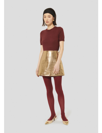 Jupe Josia Or en Cuir D'Agneau