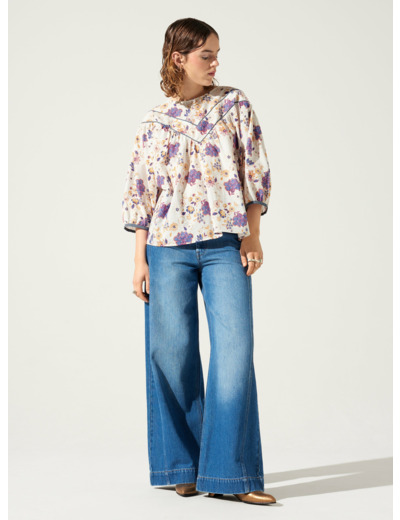 Blouse empreinte d indigo