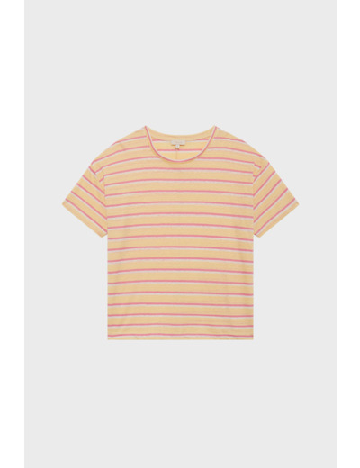 T-shirt large à rayures colorées en lin - GISETTE