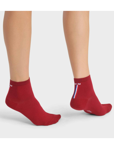 Chaussettes femme en coton Rouge Passion à bande colorée Madame Dim