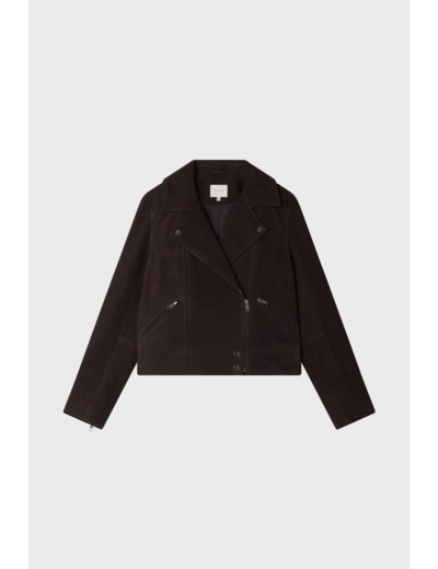 Veste biker en cuir velours - BIBIANE