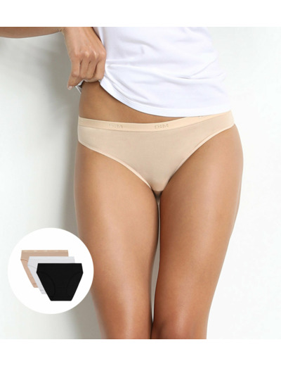 Lot de 3 slips blanc/peau/noir Les Pockets Coton