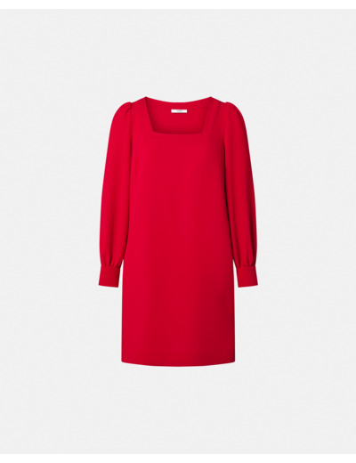 Robe courte en crêpe rouge
