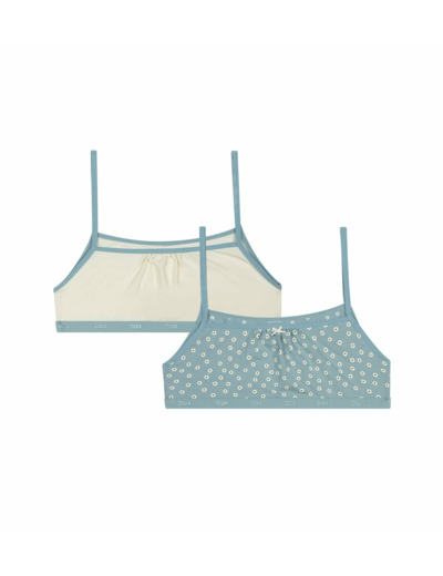 Lot de 2 brassières filles en coton à motifs Fleurs Crème Les Pockets