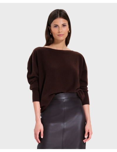 Pull Penseeboat Chocolat en Cachemire