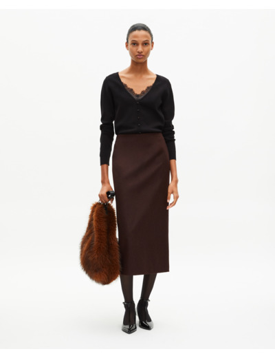 Jupe longue crayon marron brown
