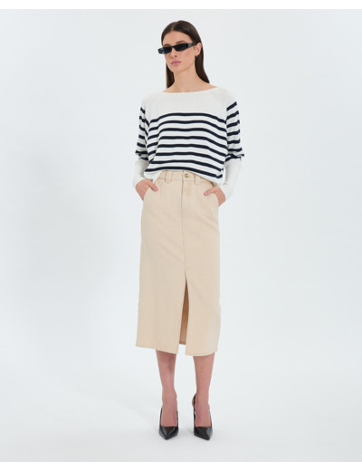 Jupe longue en jean beige