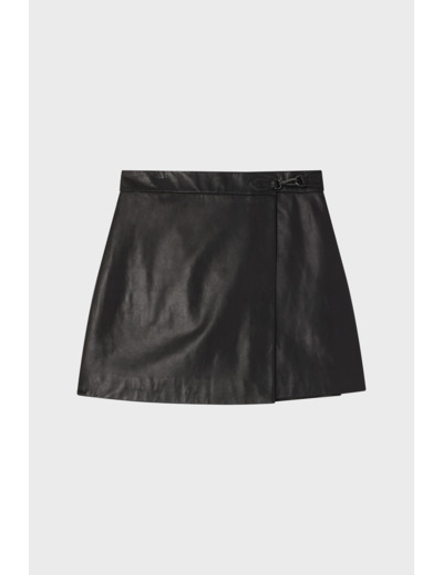 Jupe courte portefeuille en cuir - CARMINE