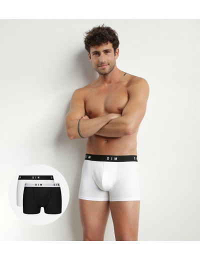 Lot de 2 boxers homme coton stretch ceinture rétro Noir Dim Originals