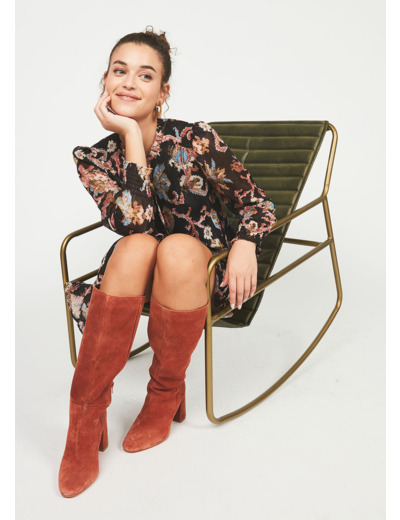 Robe courte doublée à col tunisien