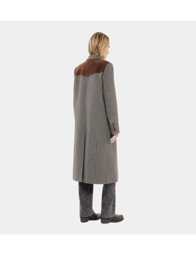 Manteau Long Pied De Poule Noir Et Blanc black white