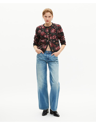 Veste en jacquard roses bordeaux black