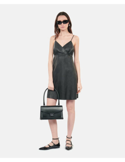 Robe Courte Noire En Cuir black