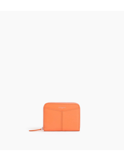 Porte monnaie zippé avec porte cartes amovible Charlotte en cuir lisse
